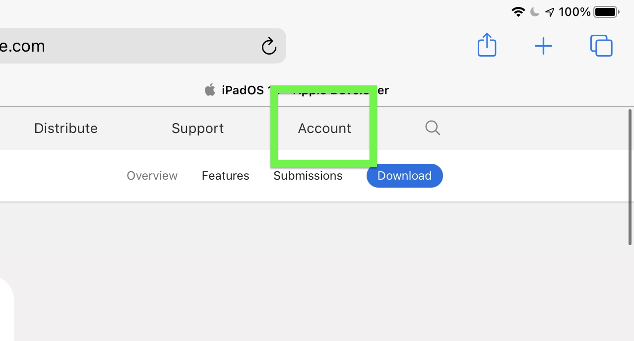 iPadOS 15 beta developer step 2 — account