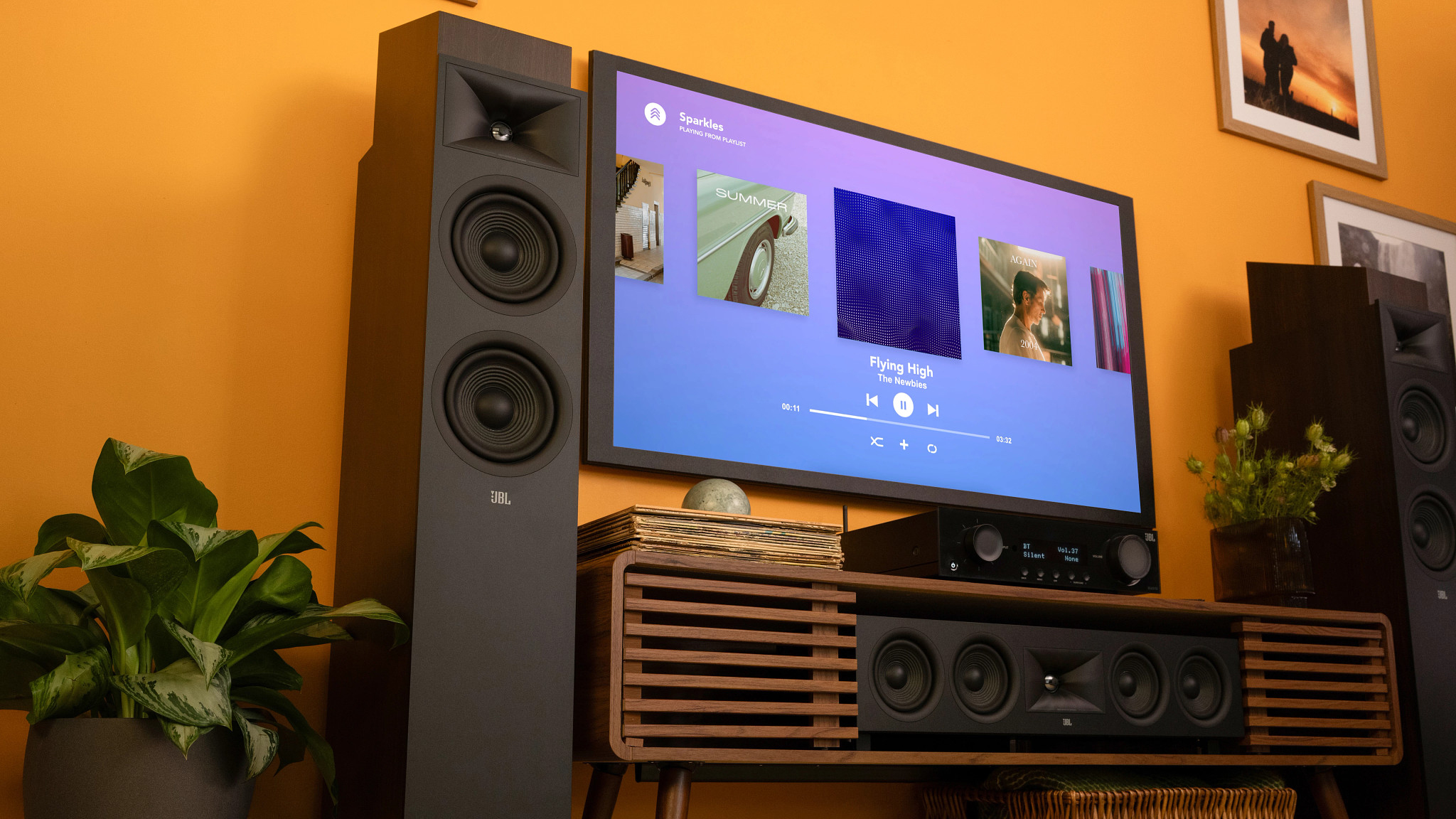 A JBL loudspeaker in a modern living room