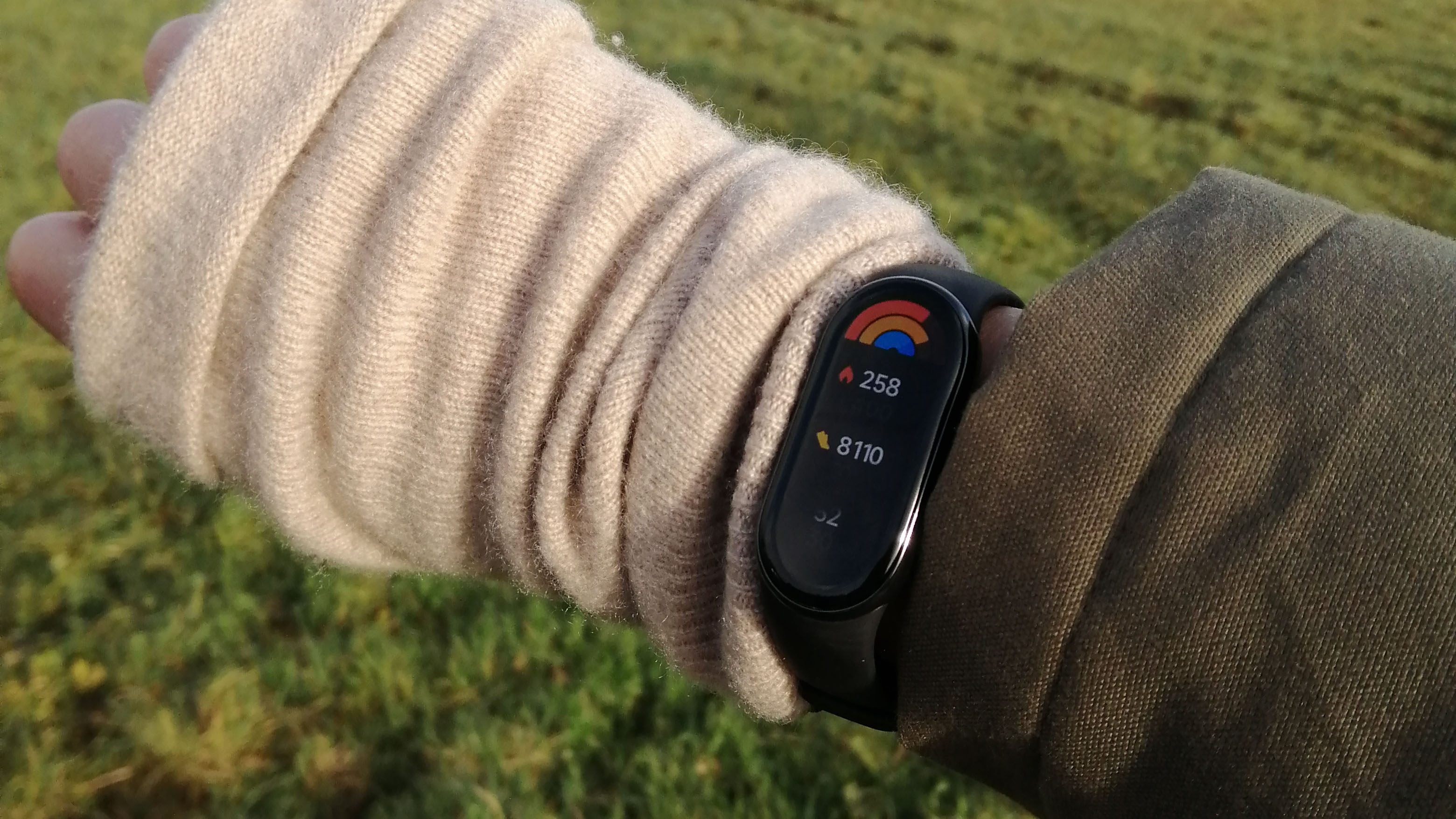 Fitness tracker on person's wrist
