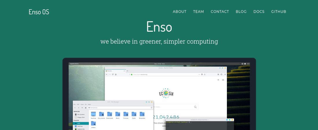 Screenshot of Enso OS&#039; website