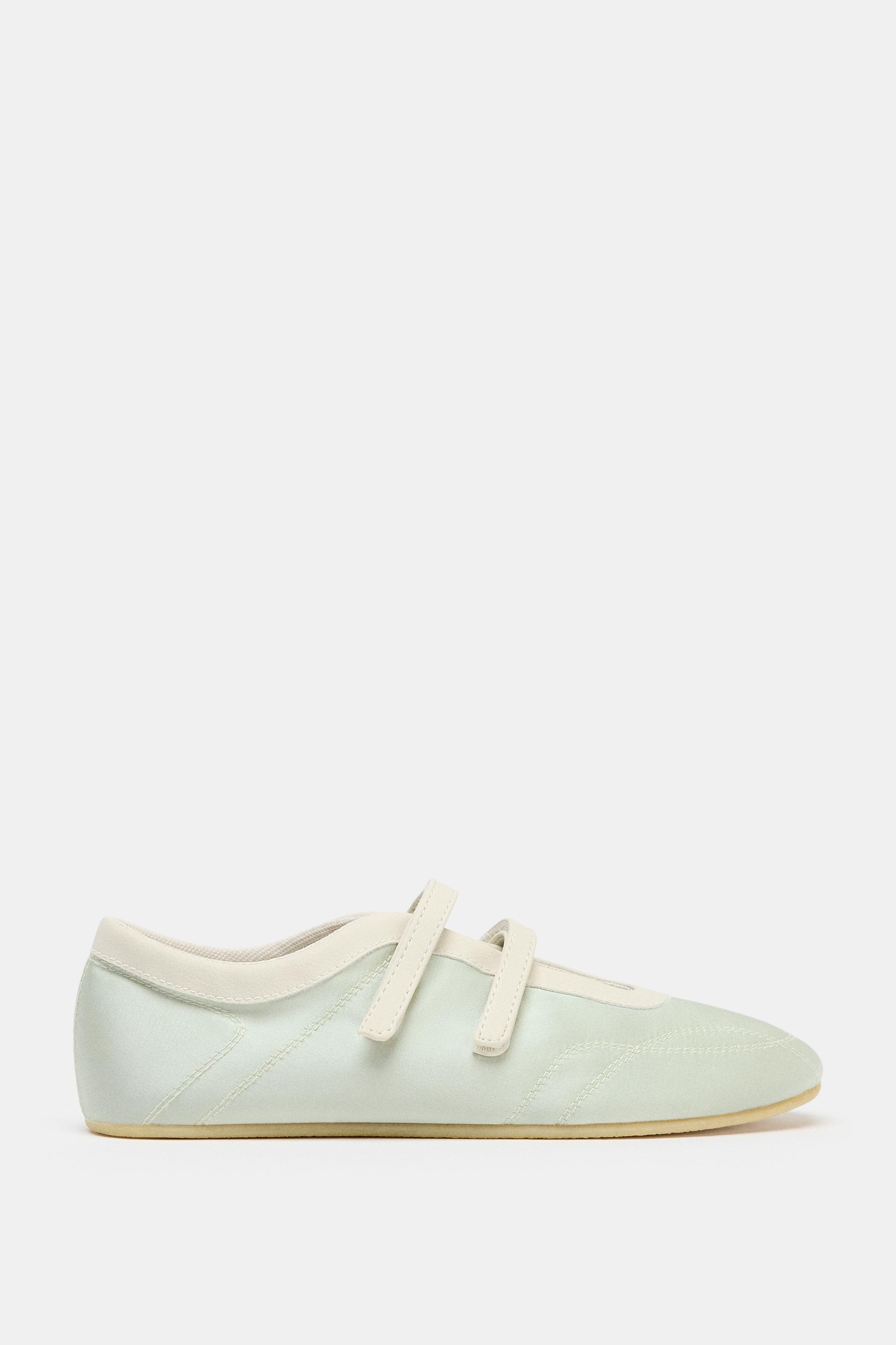 ZARA, Satin Effect Stitched Ballet Flats