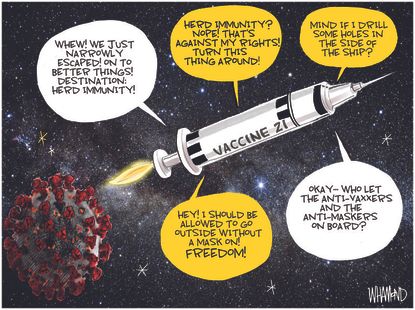 Editorial Cartoon U.S. covid vaccines anti vaxxers