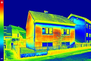 A thermal image of a house