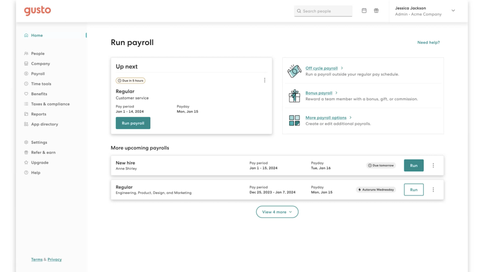 Gusto website screenshot