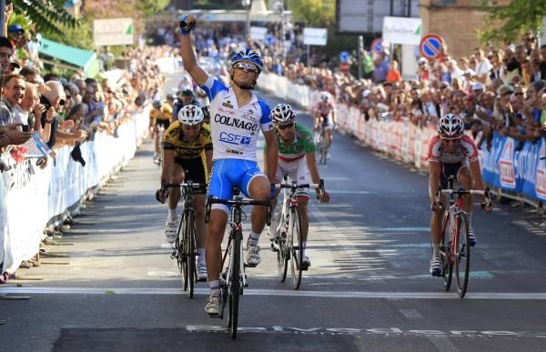Enrico Battalgin (Colnago CSF-Inox) crosses the line.