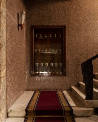 staircase and vitrine at Hotel Mediterraneo