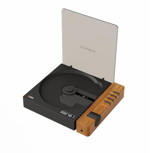 Syitren R300 Cd Player Portable Bluetooth Desktop Retro Cd Players for Home,without Speakers, Rechargeble Battery Small Compact Vintage Cd Player,spdlf Out,brown