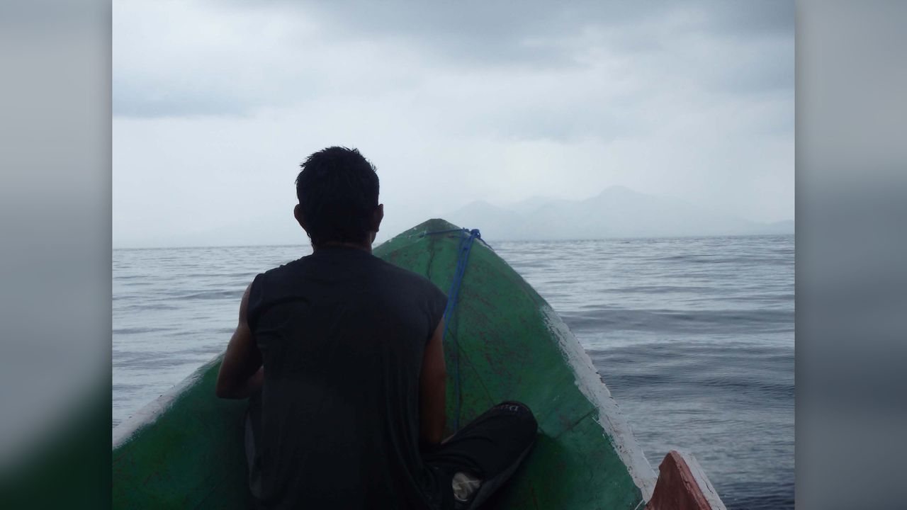 Researchers arrive at Pantar Island in the Nusa Tenggara island chain in Indonesia.