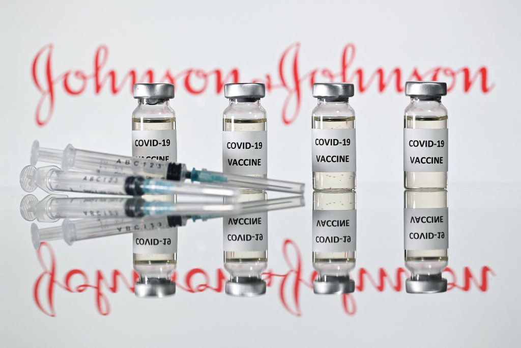 An illustration showing Johnson &amp;amp; Johnson vaccines.