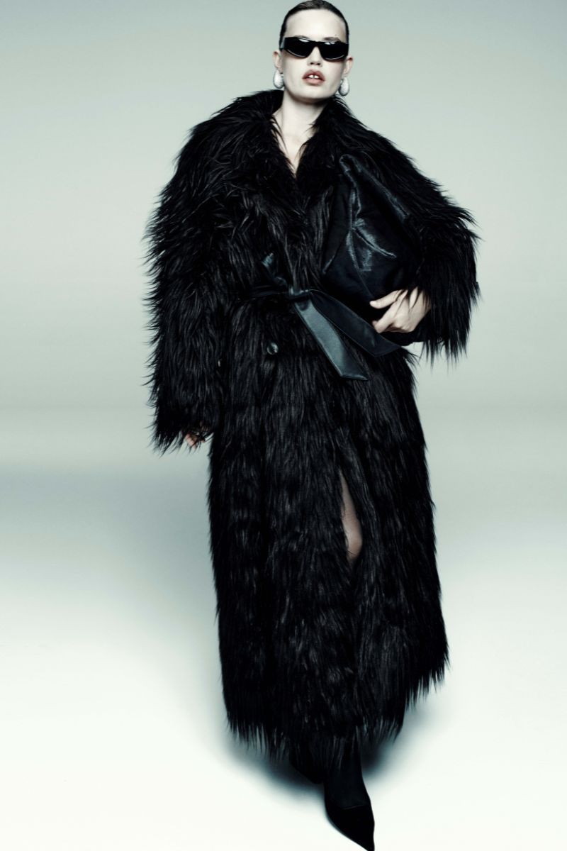 faux fur trench coat