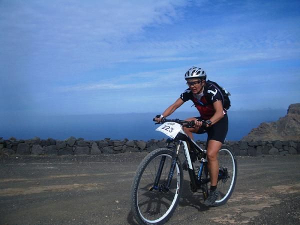 A racer climbs