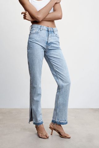 Mango High-Rise Straight Jeans With Slits