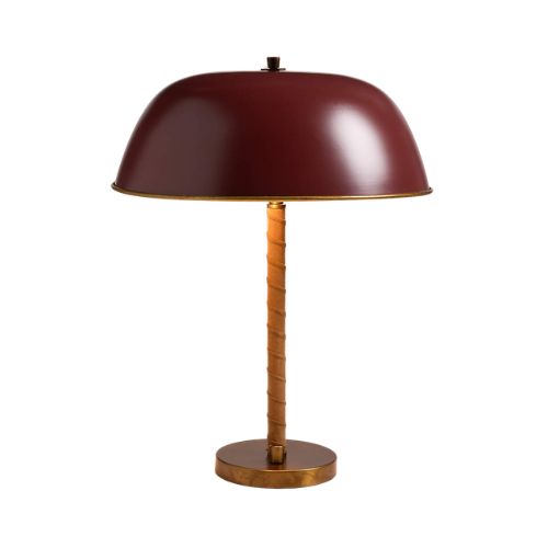 Crate &amp;amp; Barrel, Dalton Brown Suede and Metal Dome Table Lamp by Jake Arnold