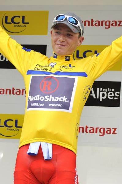 Janez Brajkovic (Team RadioShack) earned the leader's yellow jersey after winning the stage three time trial.