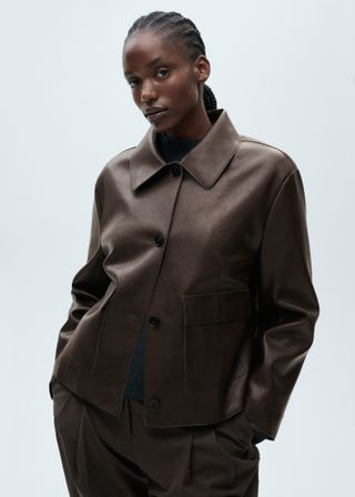 Leather-Effect Jacket With Pockets - Women | Mango Usa