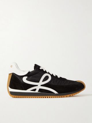 Flow Logo-Appliquéd Leather and Shell Sneakers