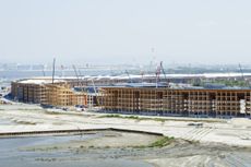 Expo 2025 Osaka in construction, showing the ring out of timber