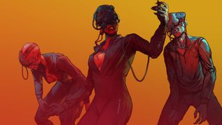 Three cyborgs shamble as if zombified