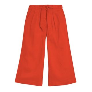 M&S cropped red linen trousers brunch outfit ideas