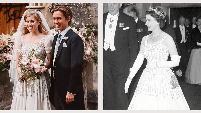 How Princess Beatrice Altered the Queen's Dress for Her Wedding | Marie ...