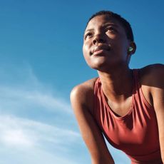 A woman running in the heat