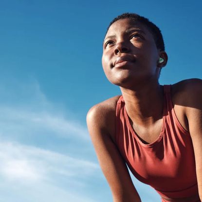 A woman running in the heat