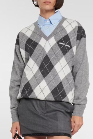 Miu Miu Argyle cashmere sweater