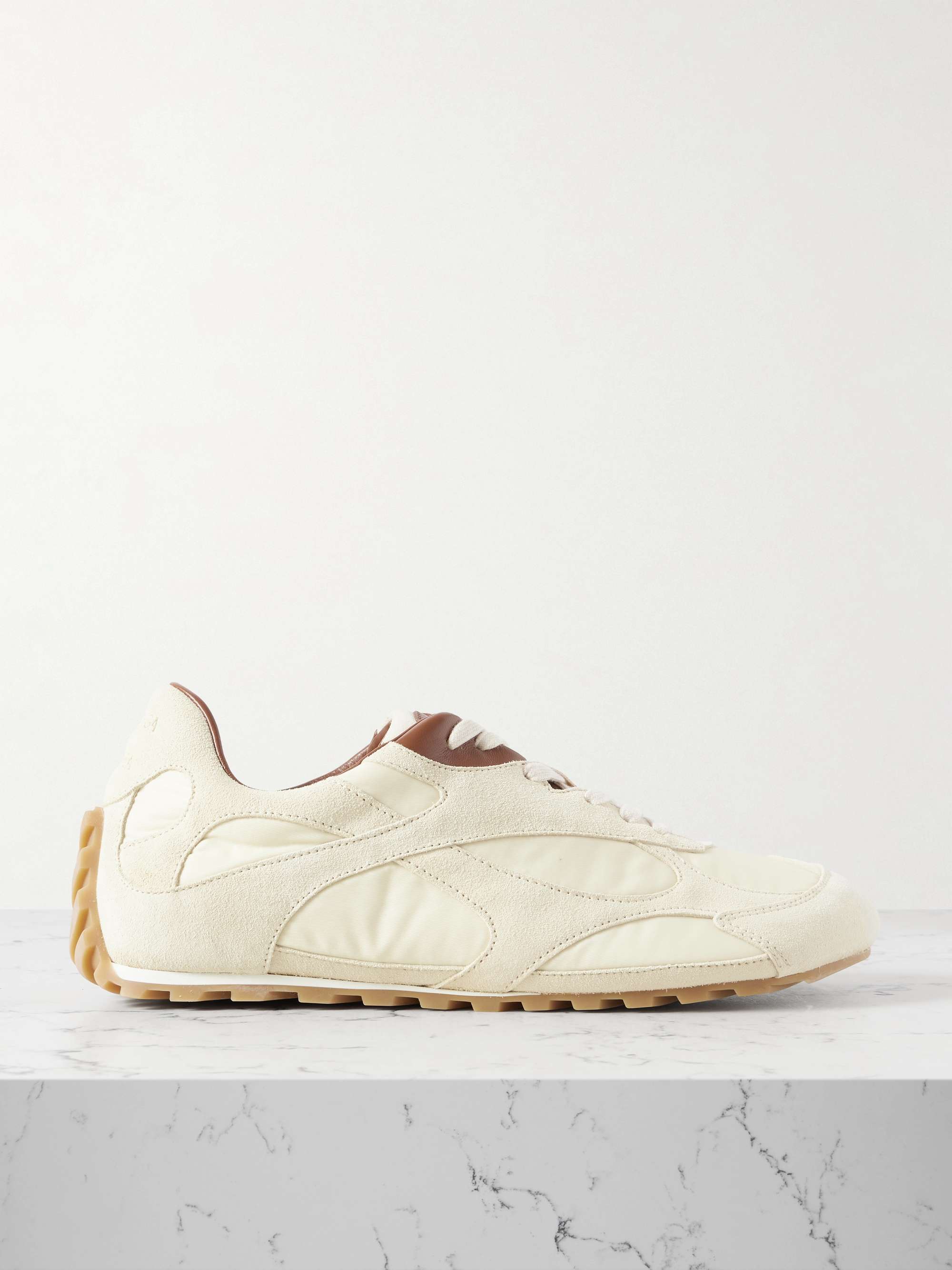 Orbit Leather-Trimmed Suede and Shell Sneakers