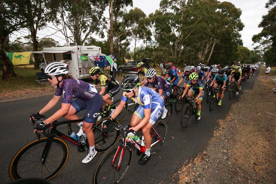The peloton passes by