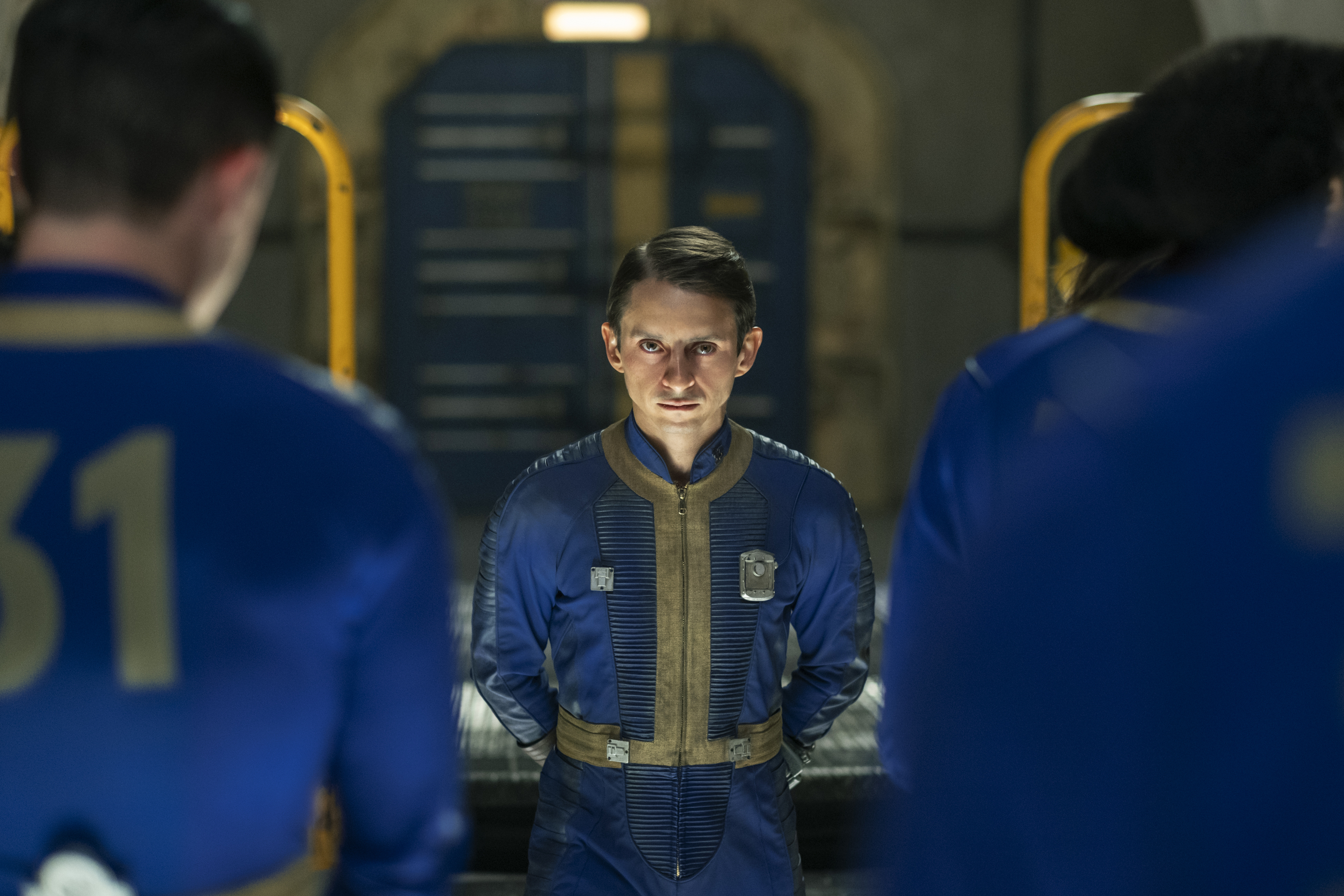 Moises Arias in a Fallout Vault suit