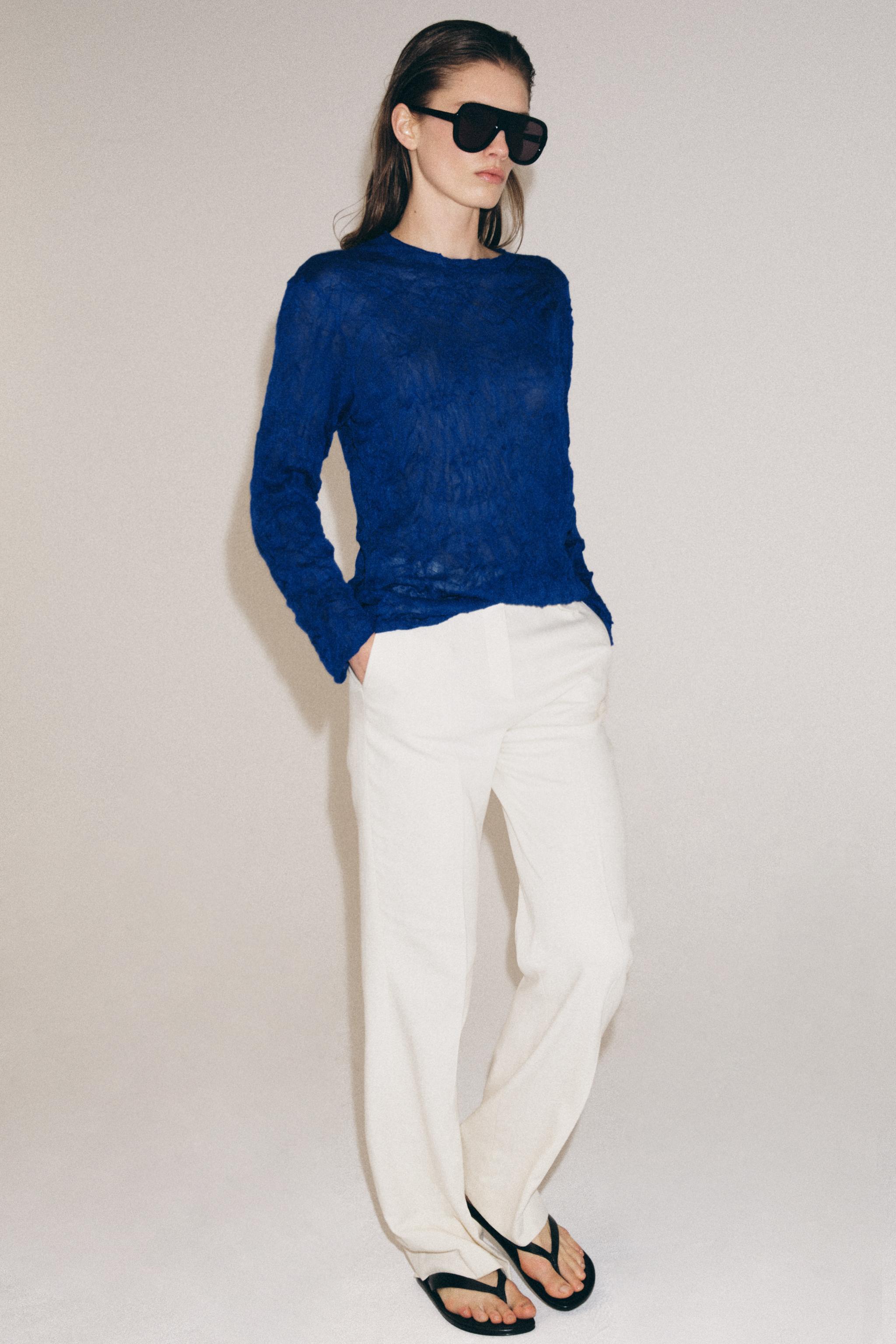 Crinkle Effect Knit Jumper