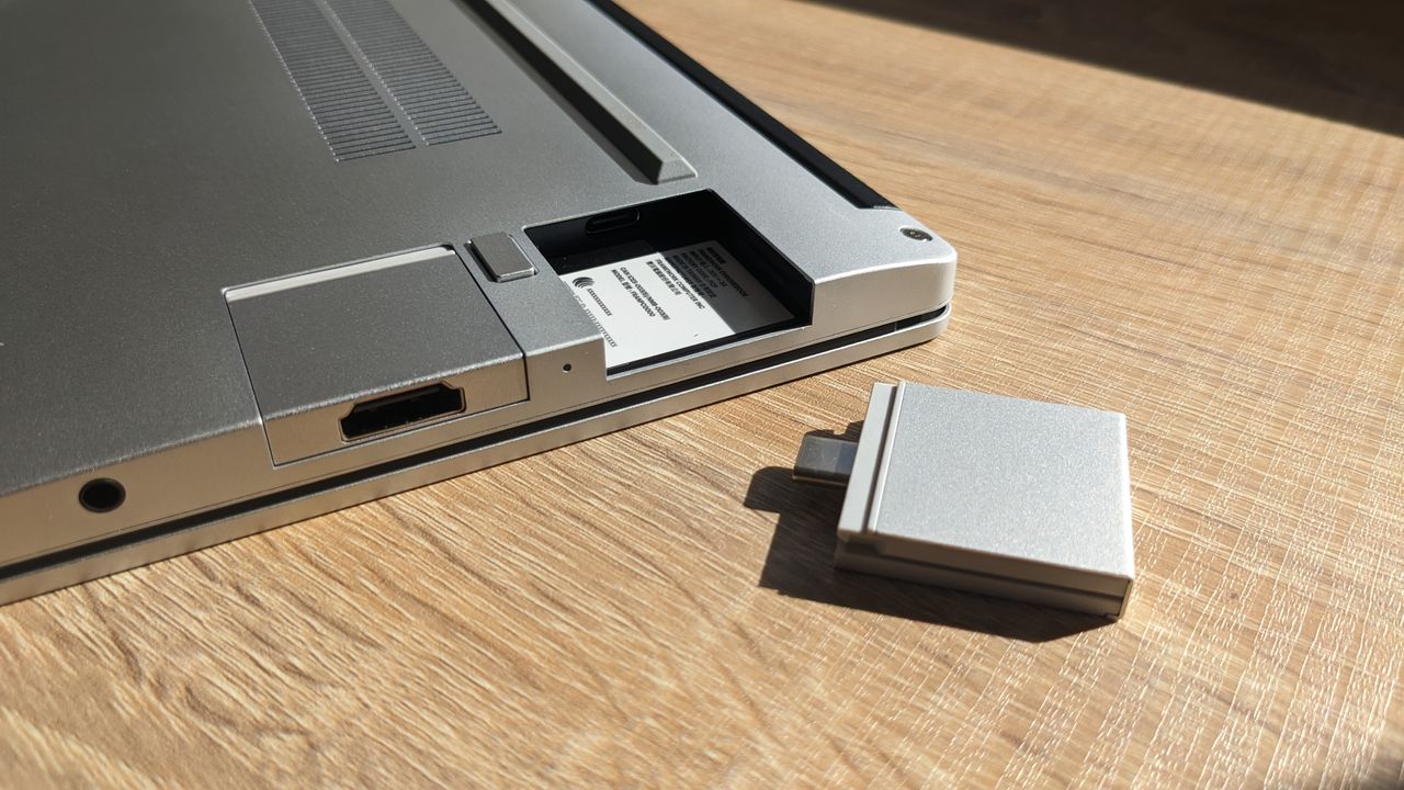 The Framework Laptop Chromebook Edition photographed on a wooden desk.