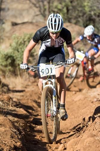 Gert Heyns (Heart-Sports ASG) claims the gold medal in the U23 Men's category at the 2014 CSA-MTB National Championships held at Thaba Trails, Gauteng