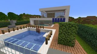 Minecraft texture packs - the Vanilla Additions pack shows villagers hanging out in a modern house