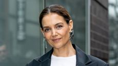 katie holmes on a neutral background