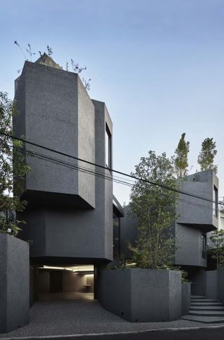 Exterior of the geometric shape of Path House