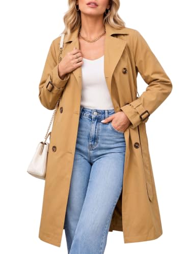 Steve Madden Women's Long Oversized Lapel Trench Coat, Fall Trench Jacket