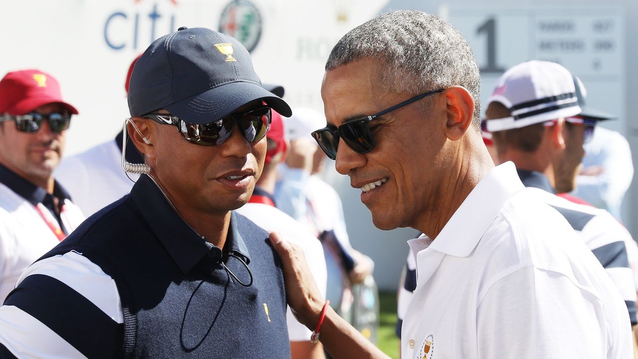 Tiger Woods with former US President Barack Obama