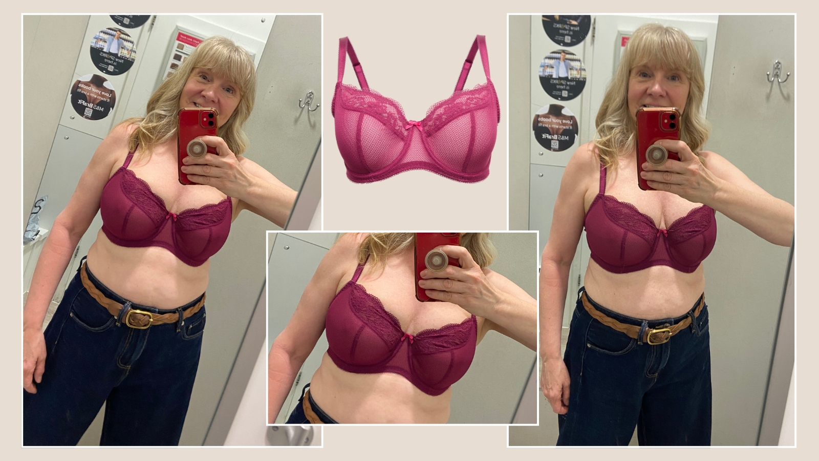 Julie Player testing the M&amp;amp;S Jasmine Balcony bra