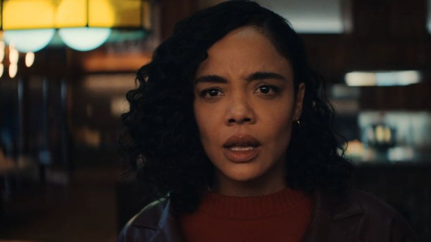 Tessa Thompson looking shocked in His And Hers