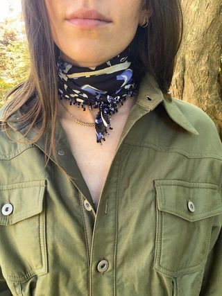 Woman wearing a snazzy neckerchief