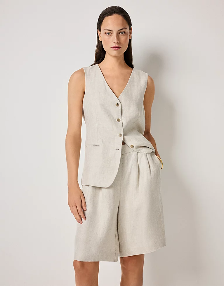 The White Company , Bermuda Herringbone Linen Shorts
