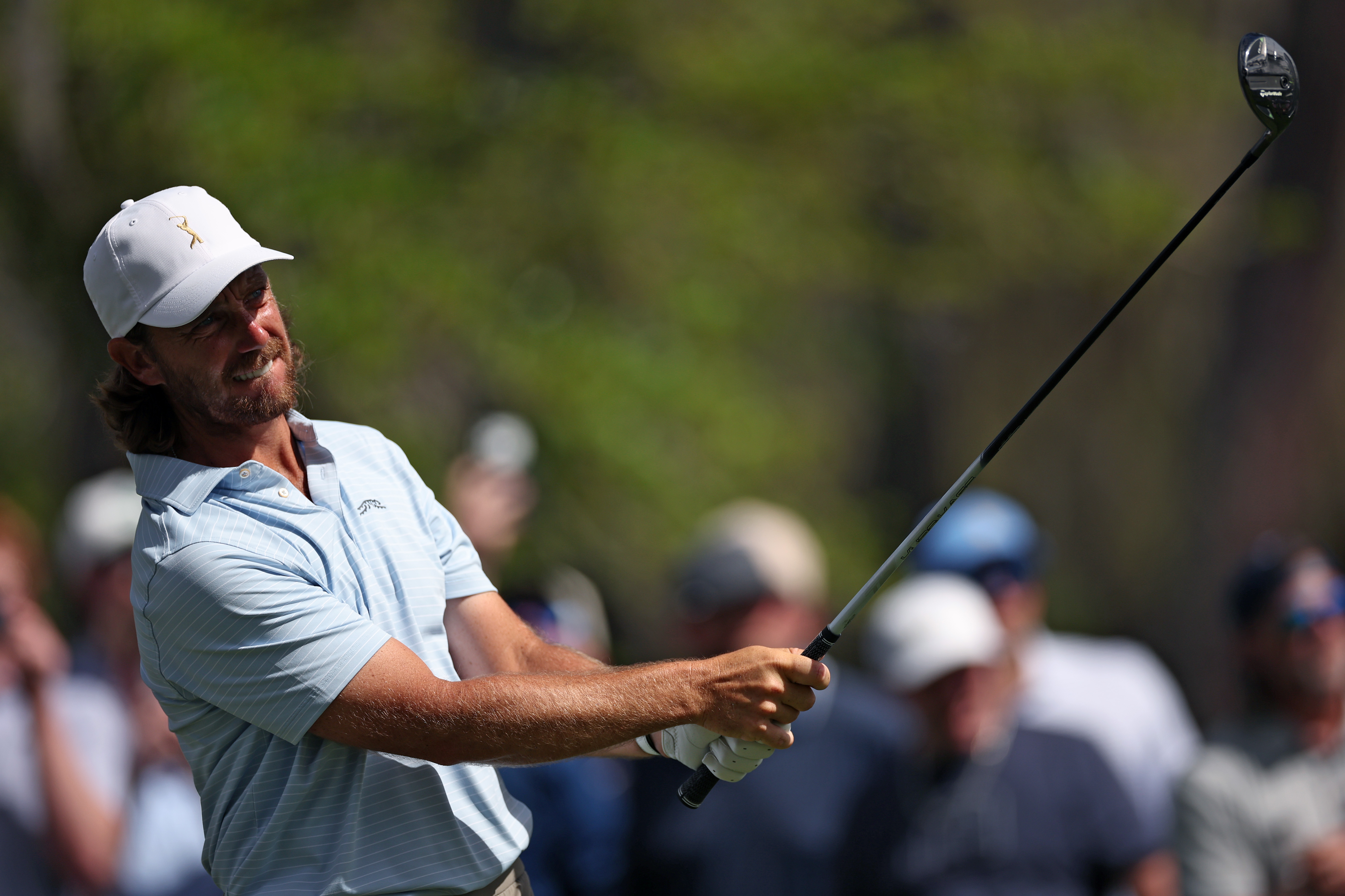 PONTE VEDRA BEACH, FLORIDA - MARCH 14: Tommy Fleetwood of England plays his shot from the sixth tee during the third round of THE PLAYERS Championship 2026 at THE PLAYERS Stadium course at TPC Sawgrass on March 14, 2026 in Ponte Vedra Beach, Florida. (Photo by James Gilbert/Getty Images)