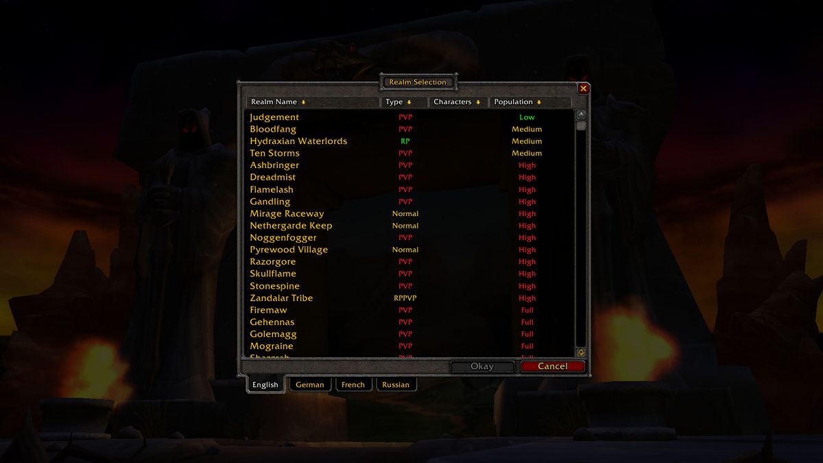WoW Classic servers Complete WoW Classic server list for every