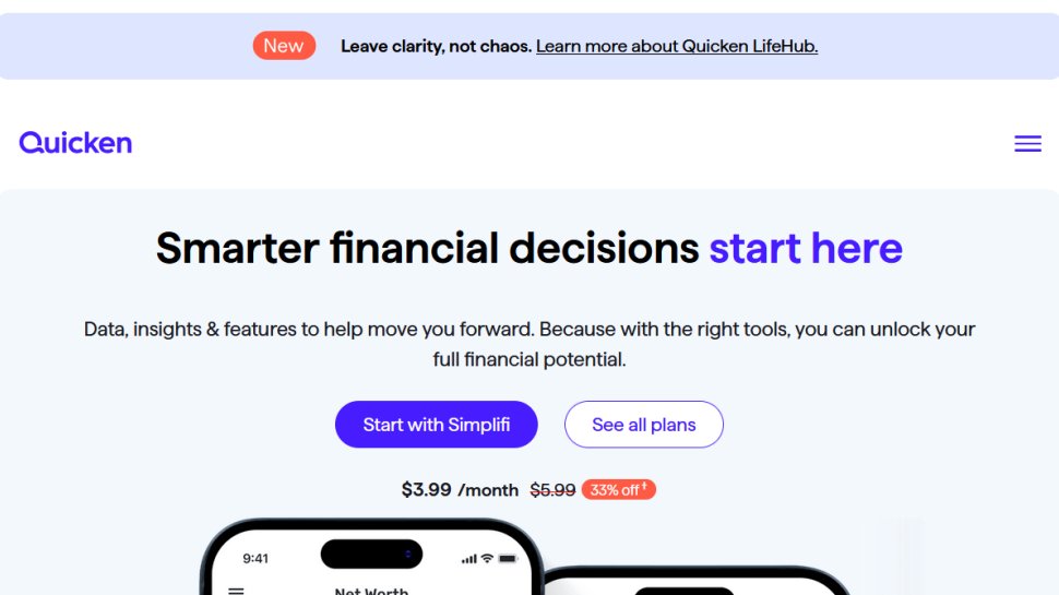 Quicken website screenshot (May 2025).