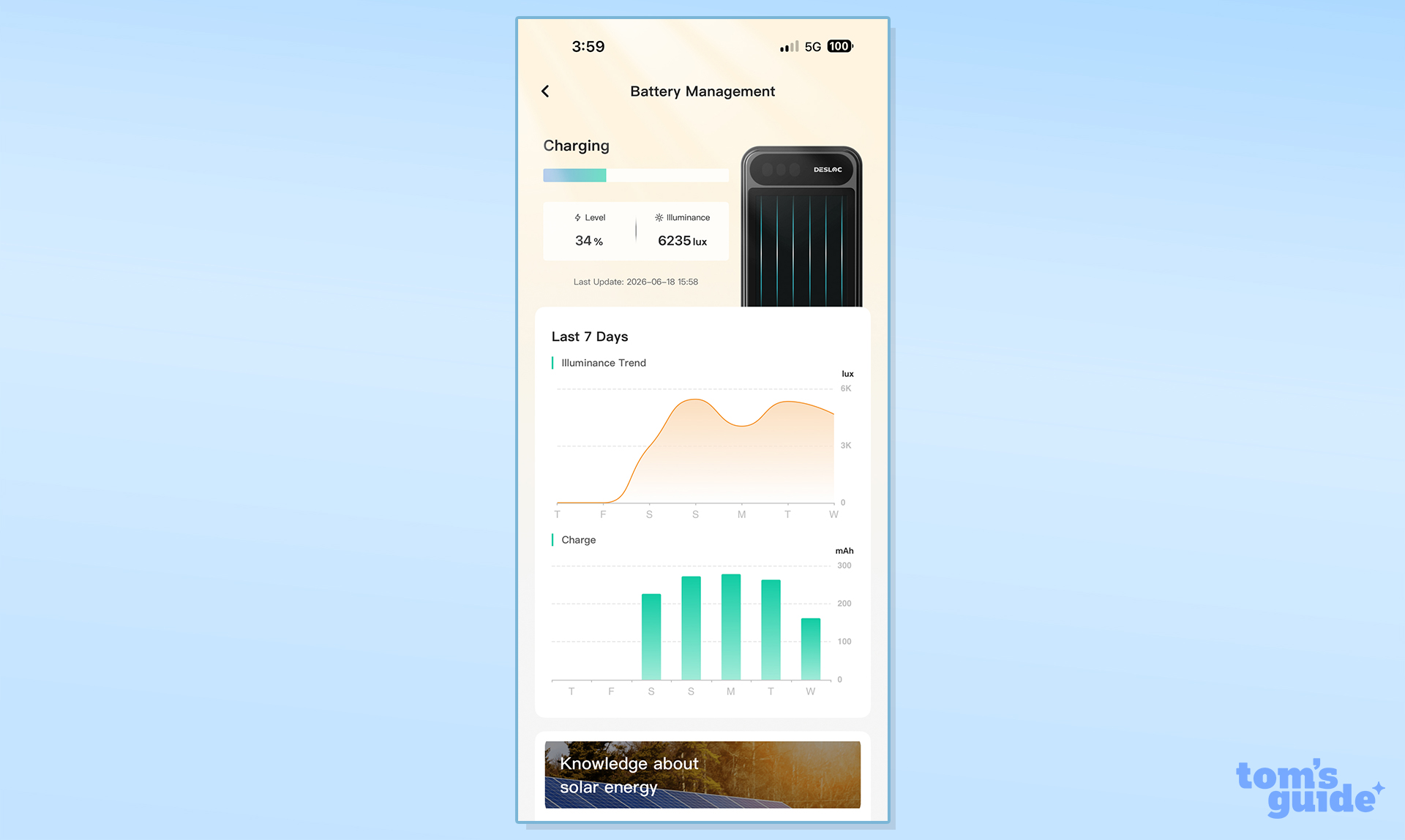 Desloc app showing battery