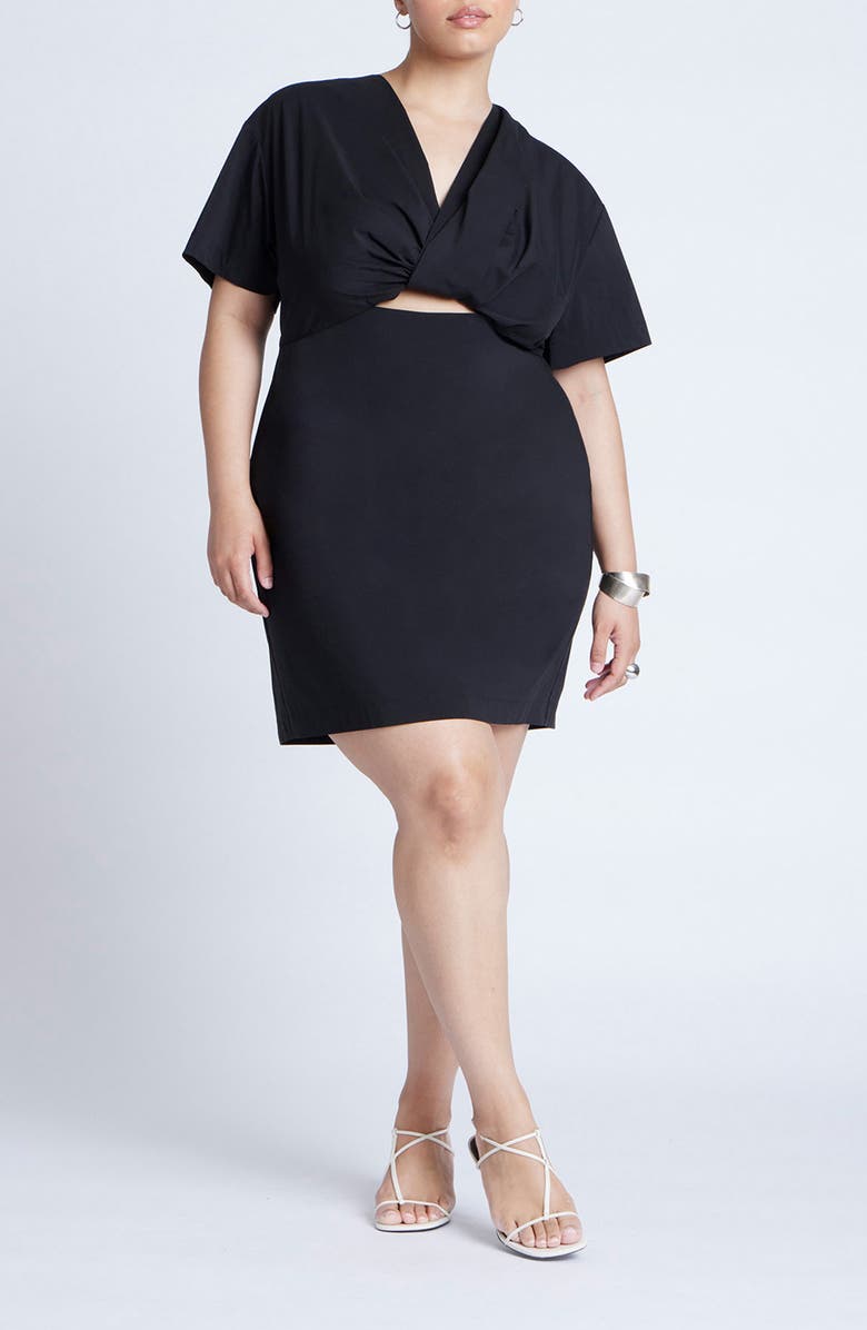 Twist Keyhole Poplin Dress