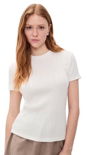 Vince Women's Rib Short Sleeve Crew Neck Bone