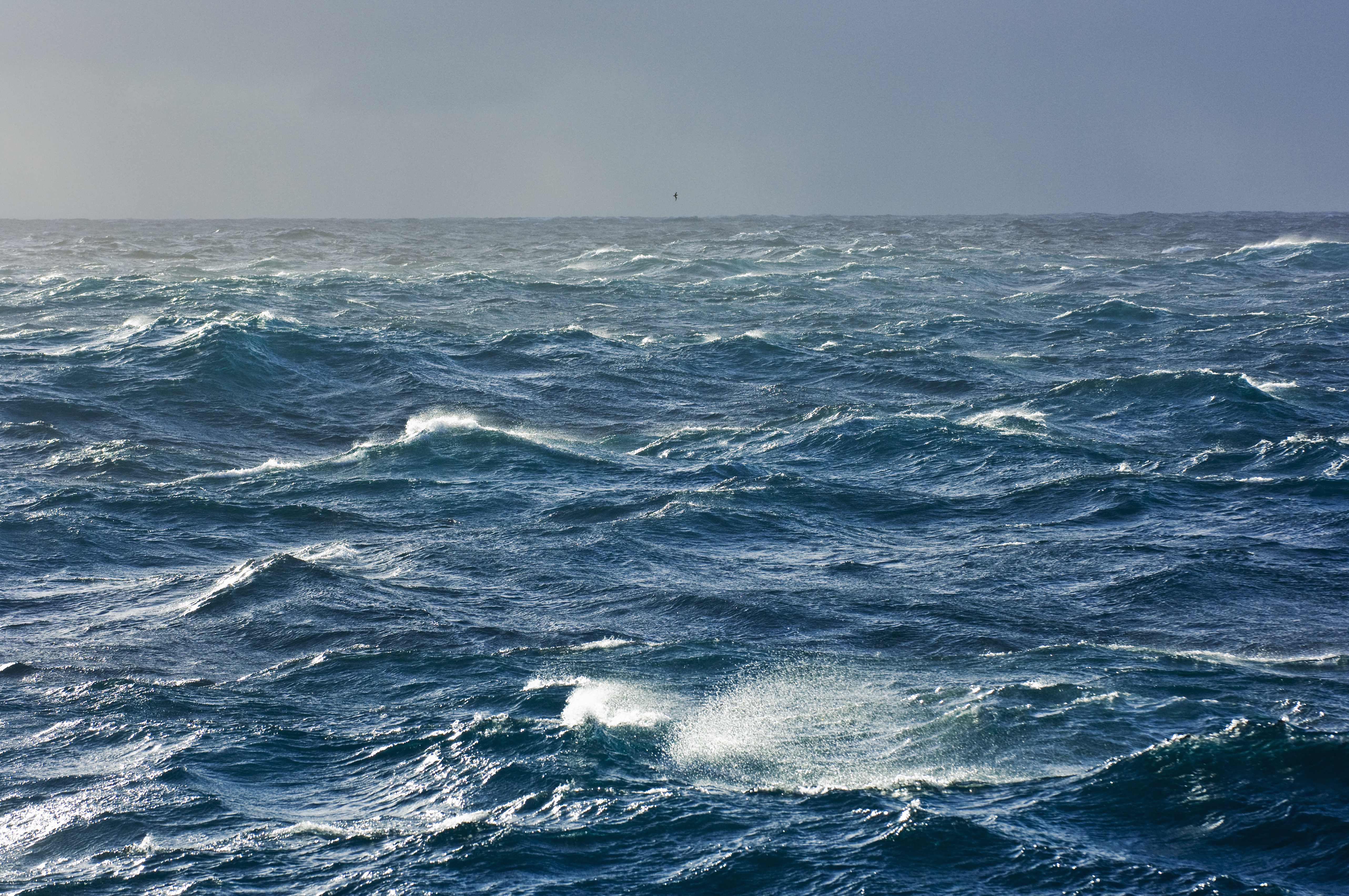 A photograph of rough sea conditions in the Southern Atlantic Ocean.