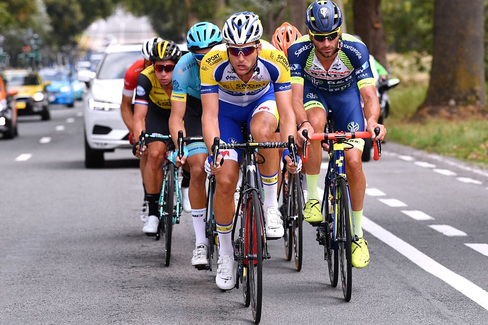 Jonas Rickaert of Belgium and Team Sport Vlaanderen-Baloise / Guillaume Van Keirsbulck of Belgium and Team Wanty Groupe Gobert stage 7 at the BinckBank Tour